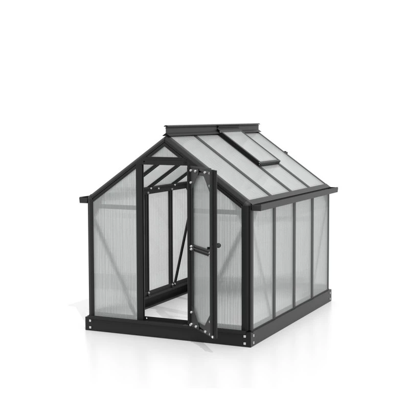 Mini-serre Merlin 0,83m² En Alu Noir Et PC 4mm – Fondation En Acier – Vitavia 8 Mini-serre Merlin 0,83m² En Alu Noir Et PC 4mm – Fondation En Acier – Vitavia – Image 7