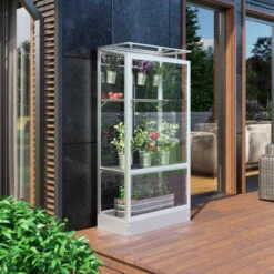 Mini-serre Polis 0,35m² En Alu Anodisé Et Verre ESG 3mm – Fondation En Acier – Vitavia -Jardin Serre Boutique mini serre polis 035m en alu anodise et verre esg 3mm fondation en acier vitavia 2