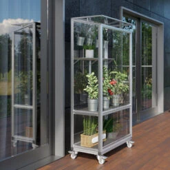 Mini-serre Polis 0,35m² En Alu Anodisé Et Verre ESG 3mm – Sur Roulettes – Vitavia -Jardin Serre Boutique mini serre polis 035m en alu anodise et verre esg 3mm sur roulettes vitavia 2