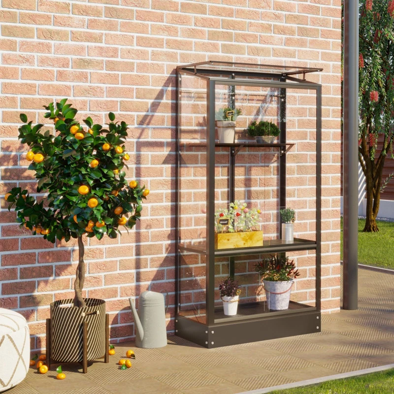 Mini-serre Polis 0,35m² En Alu Noir Et Verre ESG 3mm – Fondation En Acier – Vitavia 3 Mini-serre Polis 0,35m² En Alu Noir Et Verre ESG 3mm – Fondation En Acier – Vitavia