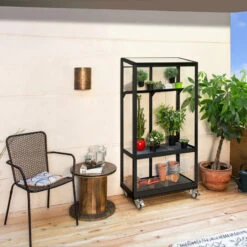 Mini-serre Polis 0,35m² En Alu Noir Et Verre ESG 3mm – Sur Roulettes – Vitavia -Jardin Serre Boutique mini serre polis 035m en alu noir et verre esg 3mm sur roulettes vitavia 2