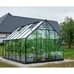 Pack Serre 9,9m² Noire En Verre Trempé Double Porte + Embase Noire Universal Halls -Jardin Serre Boutique pack serre 99m noire en verre trempe double porte embase noire universal halls 7