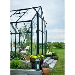 Pack Serre De Jardin 11,5m² Verte En Verre Trempé Magnum + Embase - Halls -Jardin Serre Boutique pack serre de jardin 115m verte en verre trempe magnum embase halls 6