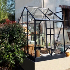 Petite Serre Allium Venus 2,5m² En Aluminium Laqué Gris Et Verre Trempé 3mm + Embase Incluse - Natura Lams -Jardin Serre Boutique petite serre allium venus 25m en aluminium laque gris et verre trempe 3mm embase incluse natura lam 14