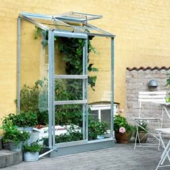 Serre Adossée 0,9m² Altan 2 En Aluminium Et Verre Horticole 3mm - Halls -Jardin Serre Boutique serre adossee 09m altan 2 en aluminium et verre horticole 3mm halls 5