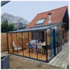 Serre Adossée 11,85m² LUXE En Aluminium Anthracite Et Verre Trempé 4mm - Green Protect -Jardin Serre Boutique serre adossee 1185m luxe en aluminium anthracite et verre trempe 4mm green protect