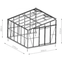 Serre Adossée 11,85m² LUXE En Aluminium Anthracite Et Verre Trempé 4mm - Green Protect -Jardin Serre Boutique serre adossee 1185m luxe en aluminium anthracite et verre trempe 4mm green protect 2