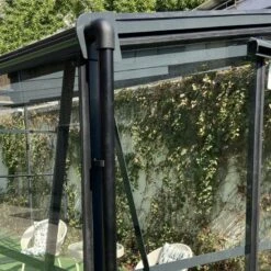 Serre Adossée 11,85m² LUXE En Aluminium Anthracite Et Verre Trempé 4mm - Green Protect -Jardin Serre Boutique serre adossee 1185m luxe en aluminium anthracite et verre trempe 4mm green protect 5