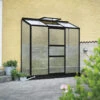 Serre Adossée 1,33m² Altan 3 En Aluminium Laqué Noir Et Polycarbonate 4mm - Halls -Jardin Serre Boutique serre adossee 133m altan 3 en aluminium laque noir et polycarbonate 4mm halls