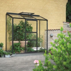 Serre Adossée 1,33m² En Aluminium Laqué Anthracite Et Verre Horticole Altan 3 Halls