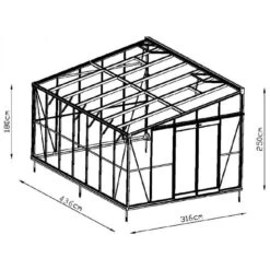 Serre Adossée 13,71m² LUXE En Aluminium Anthracite Et Verre Trempé 4mm - Green Protect -Jardin Serre Boutique serre adossee 1371m luxe en aluminium anthracite et verre trempe 4mm green protect 2