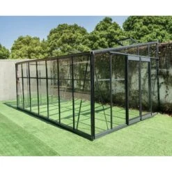 Serre Adossée 13,71m² LUXE En Aluminium Anthracite Et Verre Trempé 4mm - Green Protect