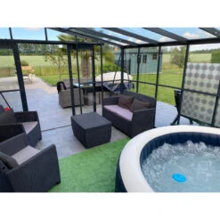 Serre Adossée 13,71m² LUXE En Aluminium Anthracite Et Verre Trempé 4mm - Green Protect -Jardin Serre Boutique serre adossee 1371m luxe en aluminium anthracite et verre trempe 4mm green protect 9