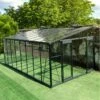 Serre Adossée 15,64m² LUXE En Aluminium Anthracite Et Verre Trempé 4mm - Green Protect -Jardin Serre Boutique serre adossee 1564m luxe en aluminium anthracite et verre trempe 4mm green protect