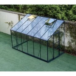 Serre Adossée Prima 7,22m² En Aluminium Anthracite Et Verre Trempé 4mm - Green Protect -Jardin Serre Boutique serre adossee 722m en aluminium anthracite et verre trempe 4mm green protect 2