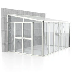 Serre Adossée Athena 10,2m² En Aluminium Blanc Et Vitrage Combiné - Vitavia -Jardin Serre Boutique serre adossee athena 102m en aluminium blanc et vitrage combine vitavia 3