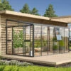 Serre Adossée Athena 10,2m² En Aluminium Noir Et Vitrage Combiné - Vitavia -Jardin Serre Boutique serre adossee athena 102m en aluminium noir et vitrage combine vitavia