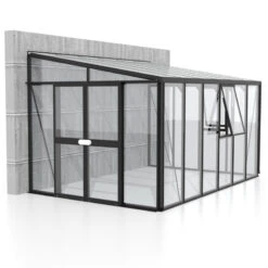 Serre Adossée Athena 10,2m² En Aluminium Noir Et Vitrage Combiné - Vitavia -Jardin Serre Boutique serre adossee athena 102m en aluminium noir et vitrage combine vitavia 3