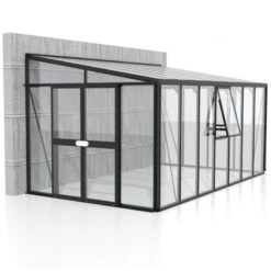 Serre Adossée Athena 11,9m² En Aluminium Noir Et Vitrage Combiné - Vitavia -Jardin Serre Boutique serre adossee athena 119m en aluminium noir et vitrage combine vitavia 3