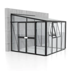 Serre Adossée Athena 7m² En Aluminium Noir Et Vitrage Combiné - Vitavia -Jardin Serre Boutique serre adossee athena 7m en aluminium noir et vitrage combine vitavia 3