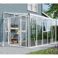 Serre Adossée Athena 8,6m² En Aluminium Blanc Et Vitrage Combiné - Vitavia -Jardin Serre Boutique serre adossee athena 86m en aluminium blanc et vitrage combine vitavia 2