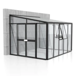 Serre Adossée Athena 8,6m² En Aluminium Noir Et Vitrage Combiné - Vitavia -Jardin Serre Boutique serre adossee athena 86m en aluminium noir et vitrage combine vitavia 3