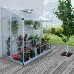 Serre Adossée En Alu Et Polycarbonate 3,05m² Silver Hybrid - Palram - Canopia -Jardin Serre Boutique serre adossee en alu et polycarbonate 305m silver hybrid palram 11