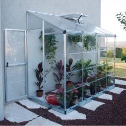 Serre Adossée En Alu Et Polycarbonate 3,05m² Silver Hybrid - Palram - Canopia -Jardin Serre Boutique serre adossee en alu et polycarbonate 305m silver hybrid palram 2