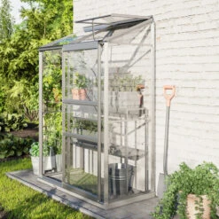 Serre Adossée Ida 0,9m² En Aluminium Anodisé Et Verre De Sécurité 3mm - Vitavia -Jardin Serre Boutique serre adossee ida 09m en aluminium anodise et verre de securite 3mm vitavia 1