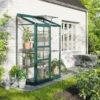 Serre Adossée Ida 0,9m² En Aluminium émeraude Et Verre De Sécurité 3mm - Vitavia -Jardin Serre Boutique serre adossee ida 09m en aluminium emeraude et verre de securite 3mm vitavia
