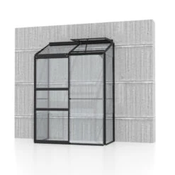 Serre Adossée Ida 0,9m² En Aluminium Noir Et Verre De Sécurité 3mm - Vitavia -Jardin Serre Boutique serre adossee ida 09m en aluminium noir et verre de securite 3mm vitavia 3