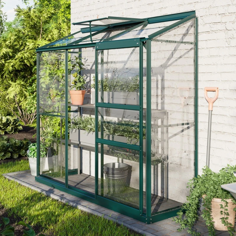 Serre Adossée Ida 1,3m² En Aluminium émeraude Et Verre De Sécurité 3mm - Vitavia 4 Serre Adossée Ida 1,3m² En Aluminium émeraude Et Verre De Sécurité 3mm - Vitavia – Image 2