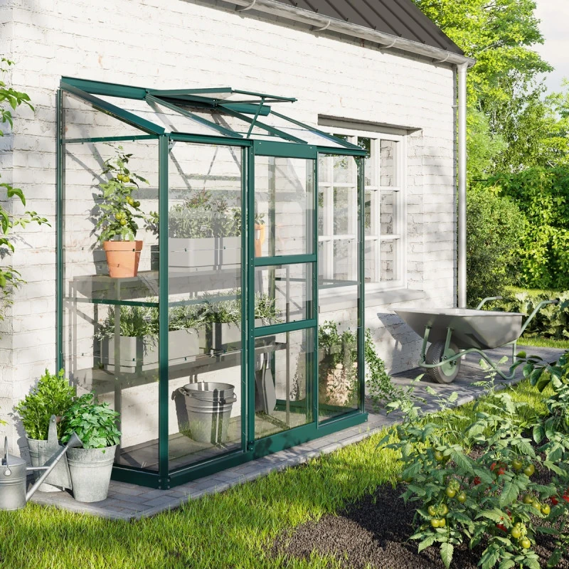 Serre Adossée Ida 1,3m² En Aluminium émeraude Et Verre De Sécurité 3mm - Vitavia 3 Serre Adossée Ida 1,3m² En Aluminium émeraude Et Verre De Sécurité 3mm - Vitavia