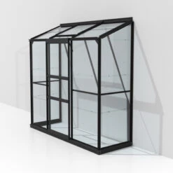 Serre Adossée Ida 1,3m² En Aluminium Noir Et Verre De Sécurité 3mm - Vitavia -Jardin Serre Boutique serre adossee ida 13m en aluminium noir et verre de securite 3mm vitavia 2