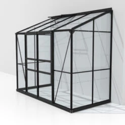 Serre Adossée Ida 3,3m² En Aluminium Noir Et Verre De Sécurité 3mm - Vitavia -Jardin Serre Boutique serre adossee ida 33m en aluminium noir et verre de securite 3mm vitavia 4