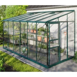 Serre Adossée Ida 7,8m² En Aluminium émeraude Et Vitrage Combiné - Vitavia -Jardin Serre Boutique serre adossee ida 78m en aluminium emeraude et vitrage combine vitavia 1