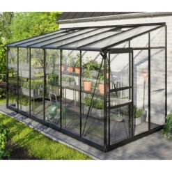 Serre Adossée Ida 7,8m² En Aluminium Noir Et Vitrage Combiné - Vitavia -Jardin Serre Boutique serre adossee ida 78m en aluminium noir et vitrage combine vitavia 1