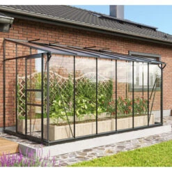 Serre Adossée Ida 7,8m² En Aluminium Noir Et Vitrage Combiné - Vitavia -Jardin Serre Boutique serre adossee ida 78m en aluminium noir et vitrage combine vitavia 2