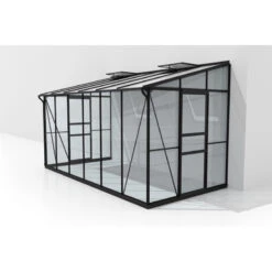 Serre Adossée Ida 7,8m² En Aluminium Noir Et Vitrage Combiné - Vitavia -Jardin Serre Boutique serre adossee ida 78m en aluminium noir et vitrage combine vitavia 3