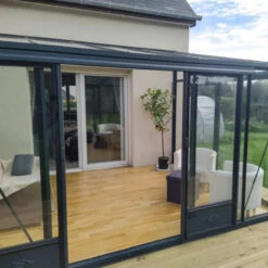 Serre Adossée LUXIA 16,2m² H241cm En Aluminium Laqué Et Verre Trempé 4mm + Embase Incluse - Lams -Jardin Serre Boutique serre adossee luxia 162m h241cm en aluminium laque et verre trempe 4mm embase incluse lams 2