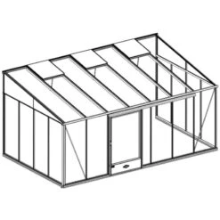 Serre Adossée LUXIA 16,2m² H261cm En Aluminium Naturel Et Verre Trempé 4mm + Embase Incluse - Lams