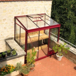 Serre Adossée LUXIA 3,7m² H232cm En Aluminium Laqué Et Verre Trempé 4mm + Embase Incluse - Lams -Jardin Serre Boutique serre adossee luxia 37m h232cm en aluminium laque et verre trempe 4mm embase incluse lams 2