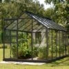 Serre Allium Venus 7,3m² En Aluminium Laqué Gris Et Verre Trempé 3mm + Embase Incluse - Natura Lams -Jardin Serre Boutique serre allium venus 75m en aluminium laque gris et verre trempe 3mm embase incluse natura lams