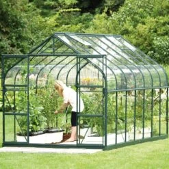 Serre Aloé Diana 11,30m² En Aluminium Laqué Vert Et Verre Trempé 3mm + Embase Incluse - Natura Lams