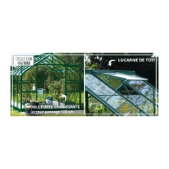 Serre Aloé Diana 12,90m² En Aluminium Laqué Vert Et Verre Trempé 3mm + Embase Incluse - Natura Lams -Jardin Serre Boutique serre aloe diana 1320m en aluminium laque vert et verre trempe 3mm embase incluse natura lams 4