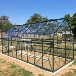 Serre Aloé Diana 12,90m² En Aluminium Laqué Vert Et Verre Trempé 3mm + Embase Incluse - Natura Lams -Jardin Serre Boutique serre aloe diana 1320m en aluminium laque vert et verre trempe 3mm embase incluse natura lams 9