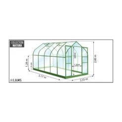 Serre Aloé Diana 8,10m² En Aluminium Laqué Vert Et Verre Trempé 3mm + Embase Incluse - Natura Lams -Jardin Serre Boutique serre aloe diana 825m en aluminium laque vert et verre trempe 3mm embase incluse natura lams 1