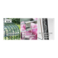 Serre Aloé Diana 8,10m² En Aluminium Laqué Vert Et Verre Trempé 3mm + Embase Incluse - Natura Lams -Jardin Serre Boutique serre aloe diana 825m en aluminium laque vert et verre trempe 3mm embase incluse natura lams 15