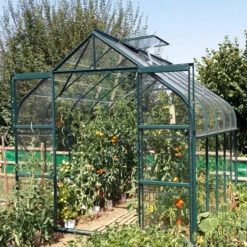 Serre Aloé Diana 8,10m² En Aluminium Laqué Vert Et Verre Trempé 3mm + Embase Incluse - Natura Lams -Jardin Serre Boutique serre aloe diana 825m en aluminium laque vert et verre trempe 3mm embase incluse natura lams 17