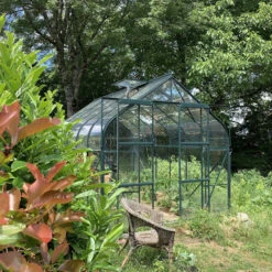 Serre Aloé Diana 9,70m² En Aluminium Laqué Vert Et Verre Trempé 3mm + Embase Incluse - Natura Lams -Jardin Serre Boutique serre aloe diana 985m en aluminium laque vert et verre trempe 3mm embase incluse natura lams 17